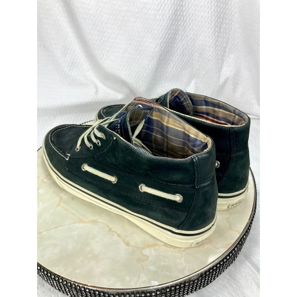 Sperry Top Sider Bahama Chukka Boat Shoes Mens 13 Black Leather Casual Sneakers
